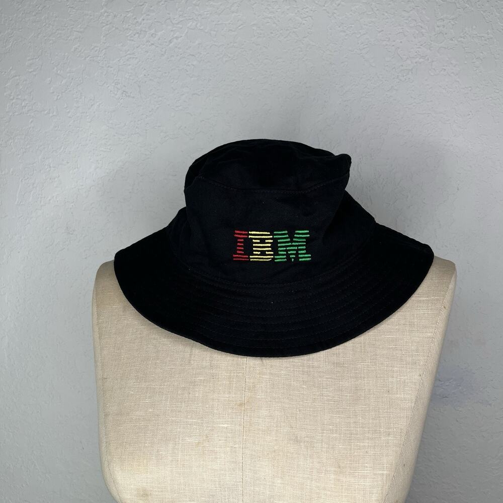 IBM Big X Black Bucket Hat 100% Cotton Tech Summer, Spring, Tropical, Beach, Sun